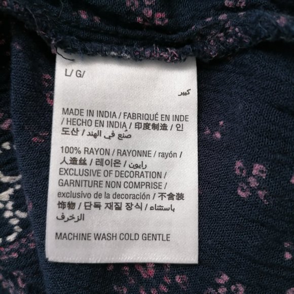 Style & Co Womens Blue Round Neck Bell Sleeve Embroidered Floral Blouse Size L - Picture 6 of 7